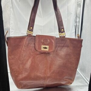 Brown Leather Basido Tote Bag